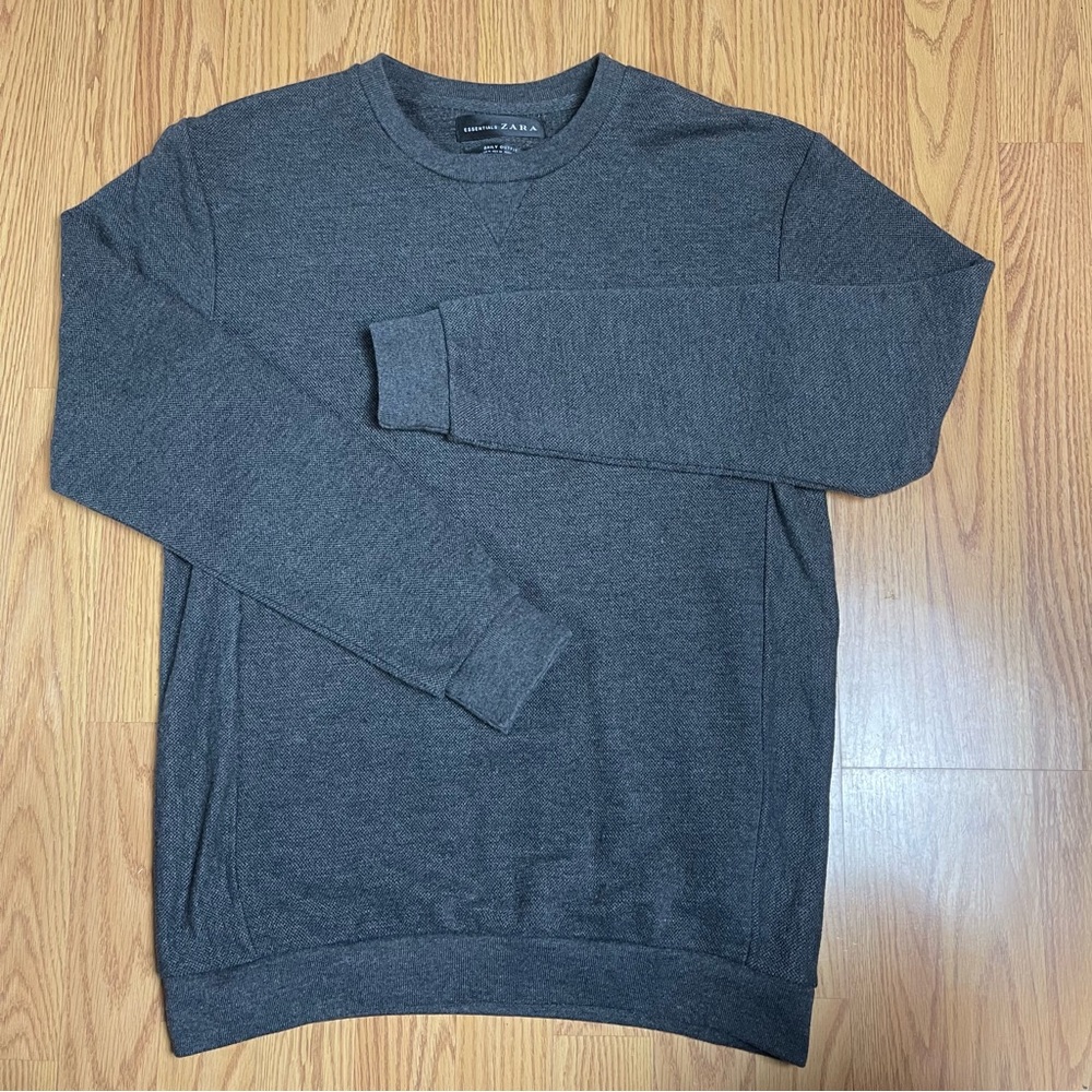 Zara Men's Charcoal Crewneck Sweater